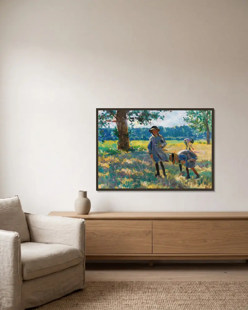 Sbírání květin, Henri Lebasque v rámu na stěně