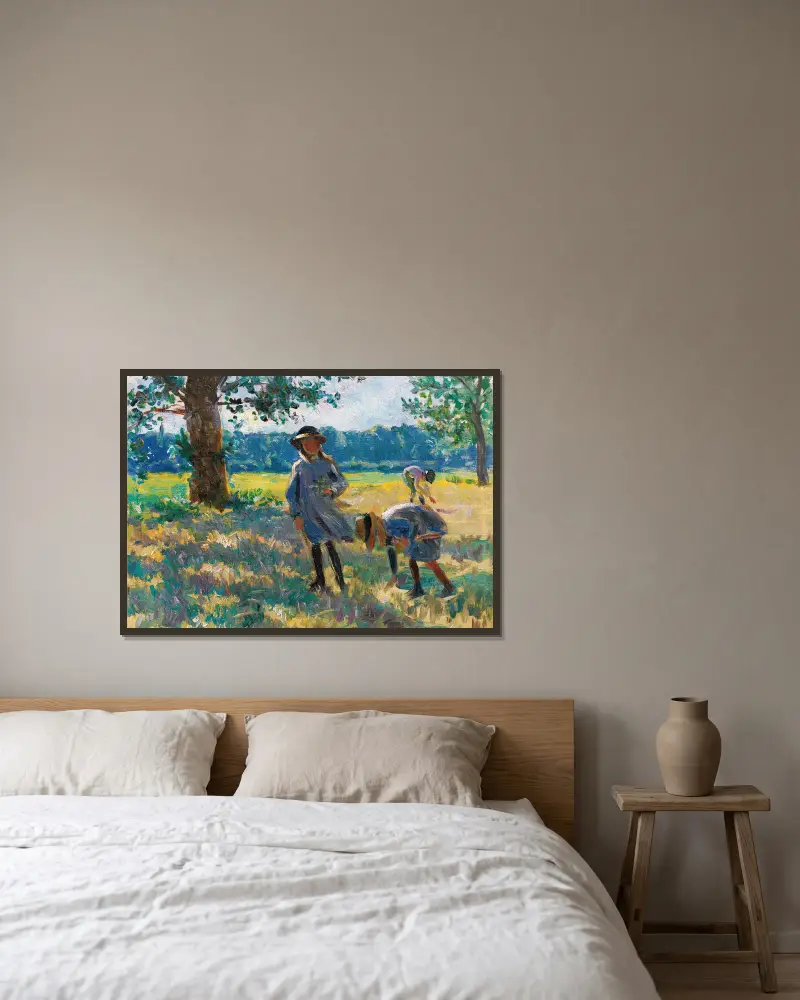Sbírání květin, Henri Lebasque v rámu na stěně