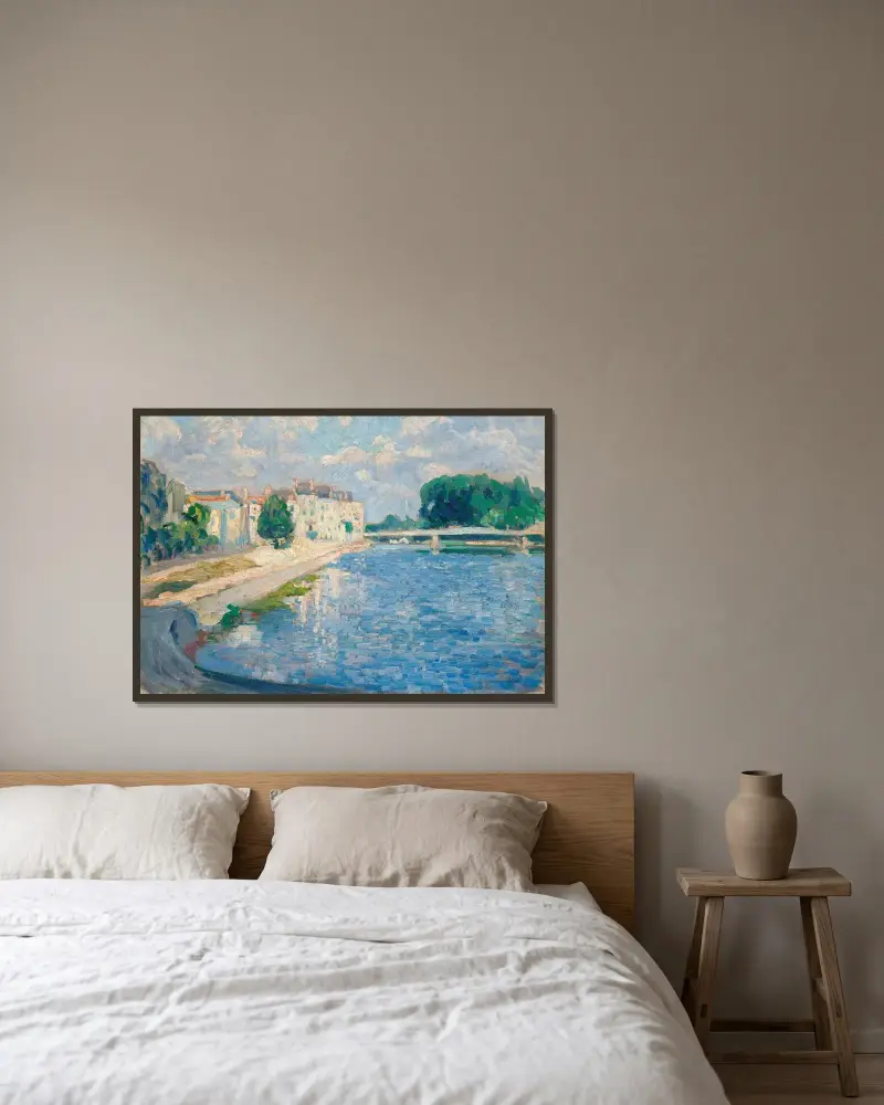 Die Marne bei Lagny von Henri Lebasque gerahmt an einer Wand