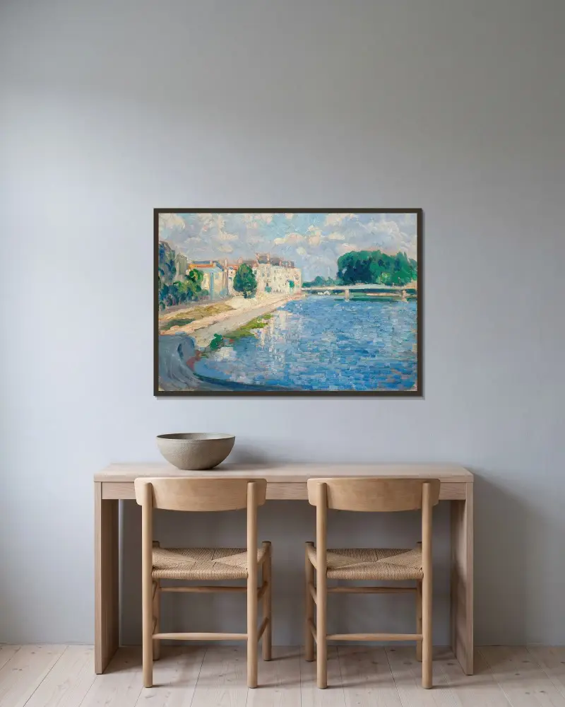 Die Marne bei Lagny von Henri Lebasque gerahmt an einer Wand