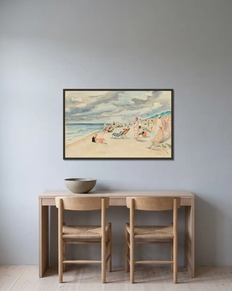 Deauvilles strand av Henri Lebasque inramad på en vägg