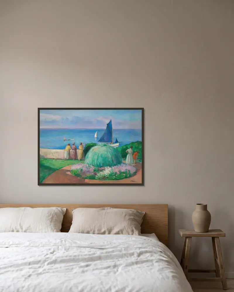 Den blå segeln, Préfailles av Henri Lebasque inramad på en vägg