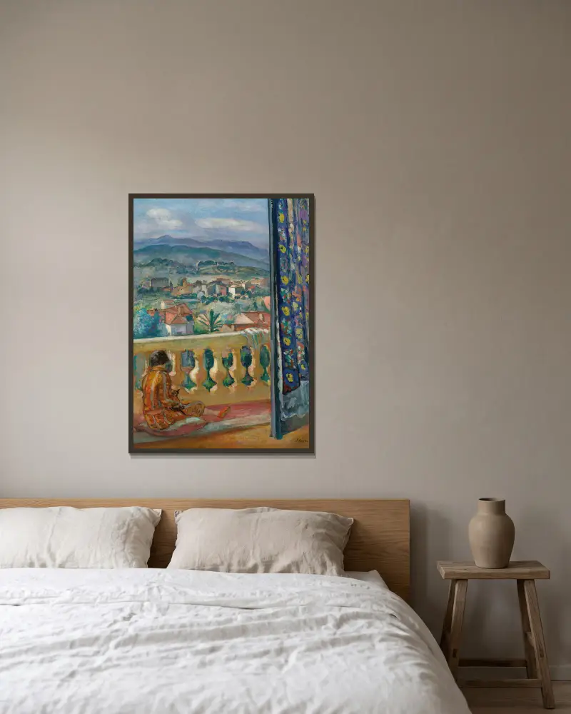 Le Cannet, Le Rideau Bleu av Henri Lebasque inramad på en vägg