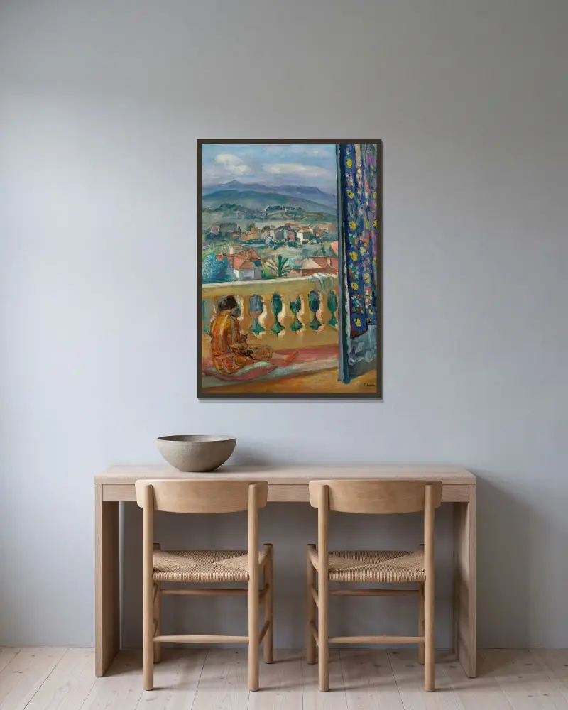 Le Cannet, Le Rideau Bleu av Henri Lebasque inramad på en vägg