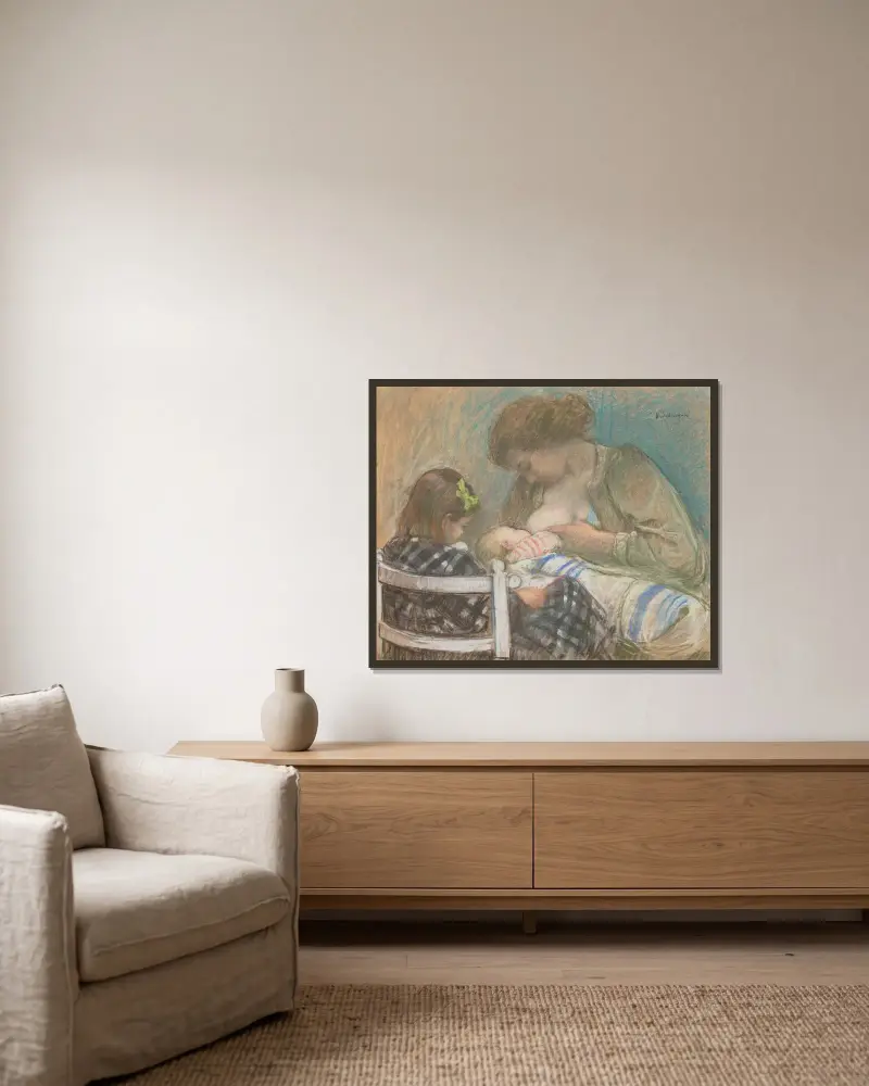 Moderskap av Henri Lebasque inramad på en vägg