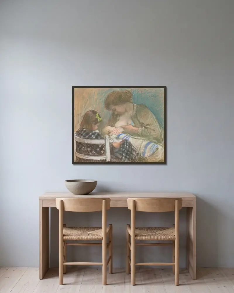 Moderskap av Henri Lebasque inramad på en vägg