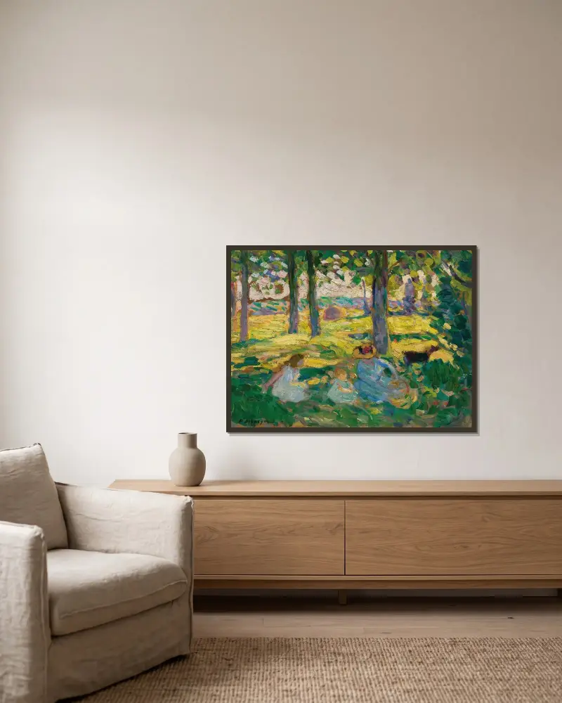 Montévrain, landet på landet av Henri Lebasque inramad på en vägg