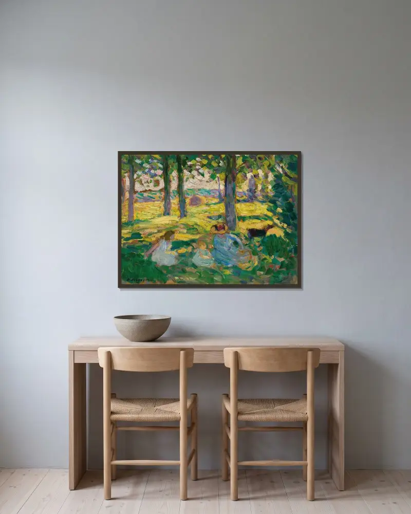 Montévrain, landet på landet av Henri Lebasque inramad på en vägg