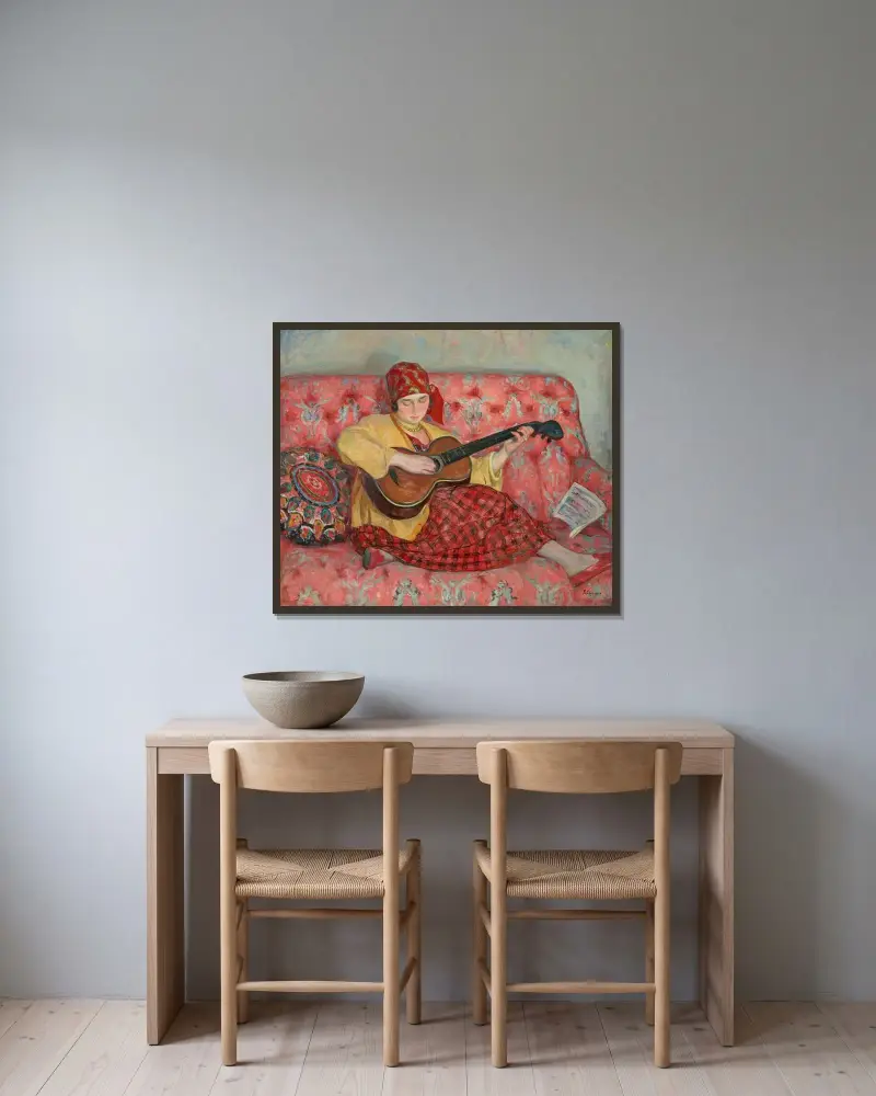 Nono à la guitare av Henri Lebasque inramad på en vägg