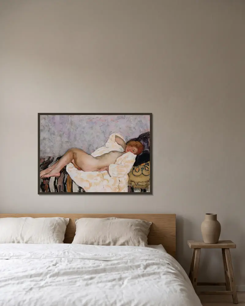 Liggande naken av Henri Lebasque inramad på en vägg