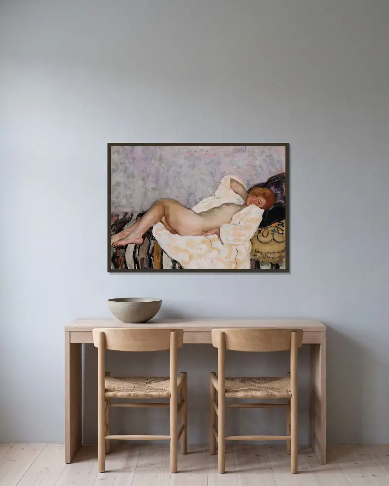 Liggande naken av Henri Lebasque inramad på en vägg