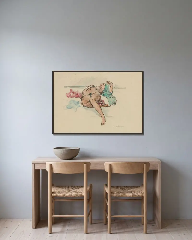 Nu Allongé av Henri Lebasque inramad på en vägg