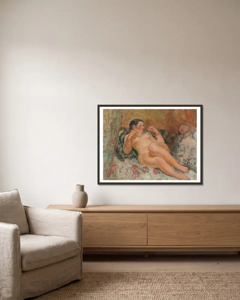 Ležící akt, Henri Lebasque v rámu na stěně