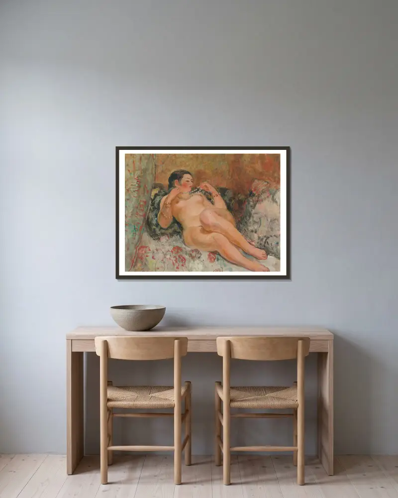 Ležící akt, Henri Lebasque v rámu na stěně