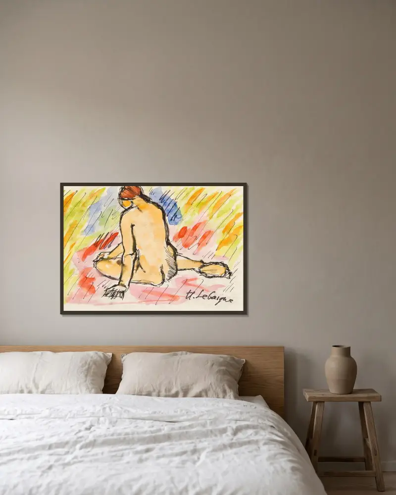 Nu assis av Henri Lebasque inramad på en vägg