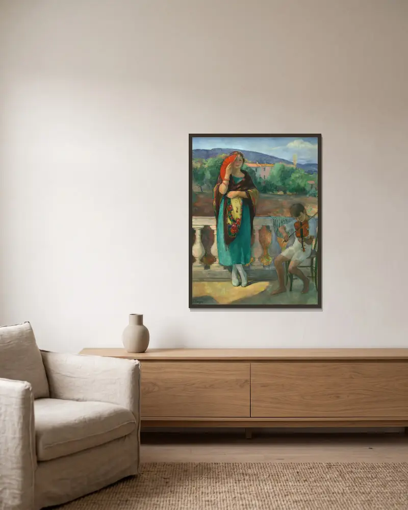 Na balkoně, Henri Lebasque v rámu na stěně