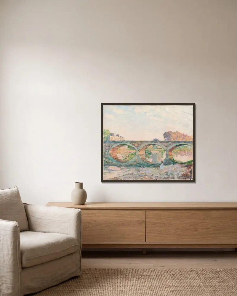 Marnebron nära Lagny av Henri Lebasque inramad på en vägg