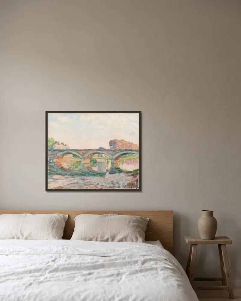 Marnebron nära Lagny av Henri Lebasque inramad på en vägg