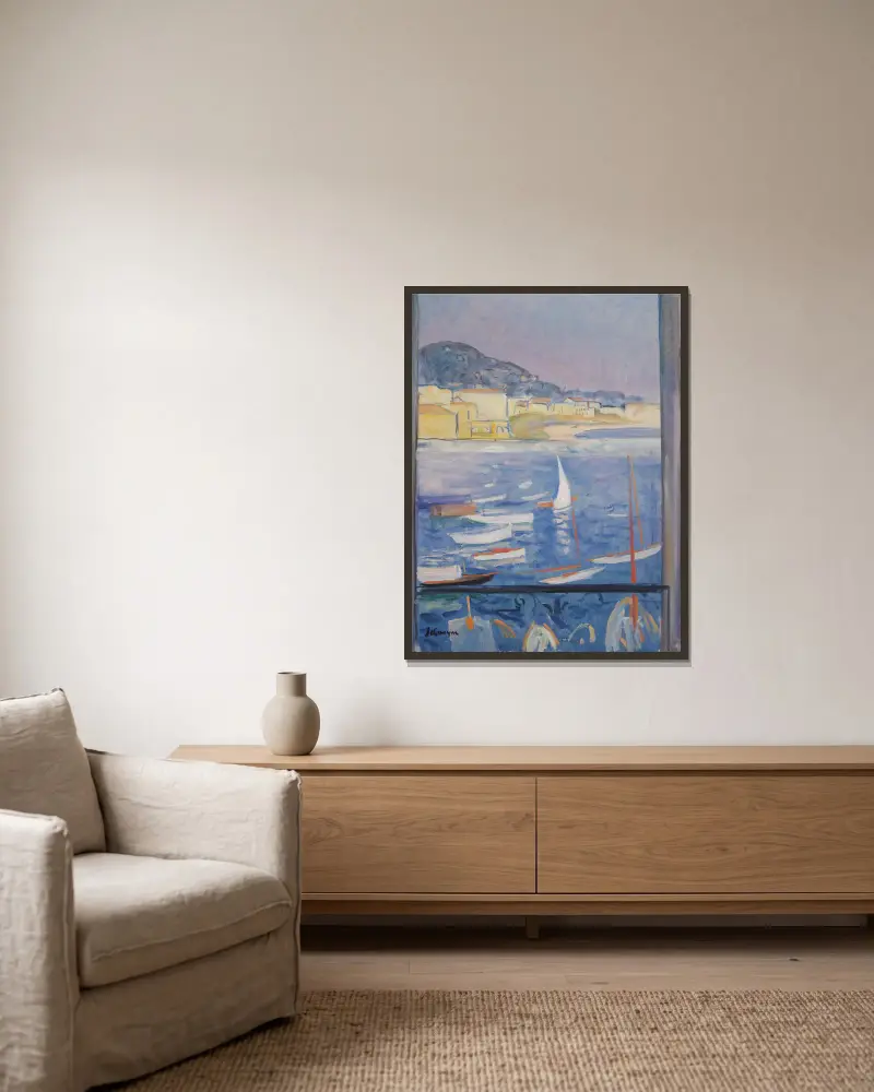 Villefranche-Sur-Mer, Fenêtre Ouverte Sur Le Port av Henri Lebasque inramad på en vägg
