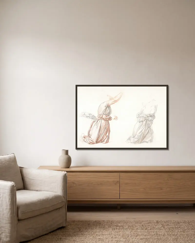Studie draperie, Henri Lehmann v rámu na stěně