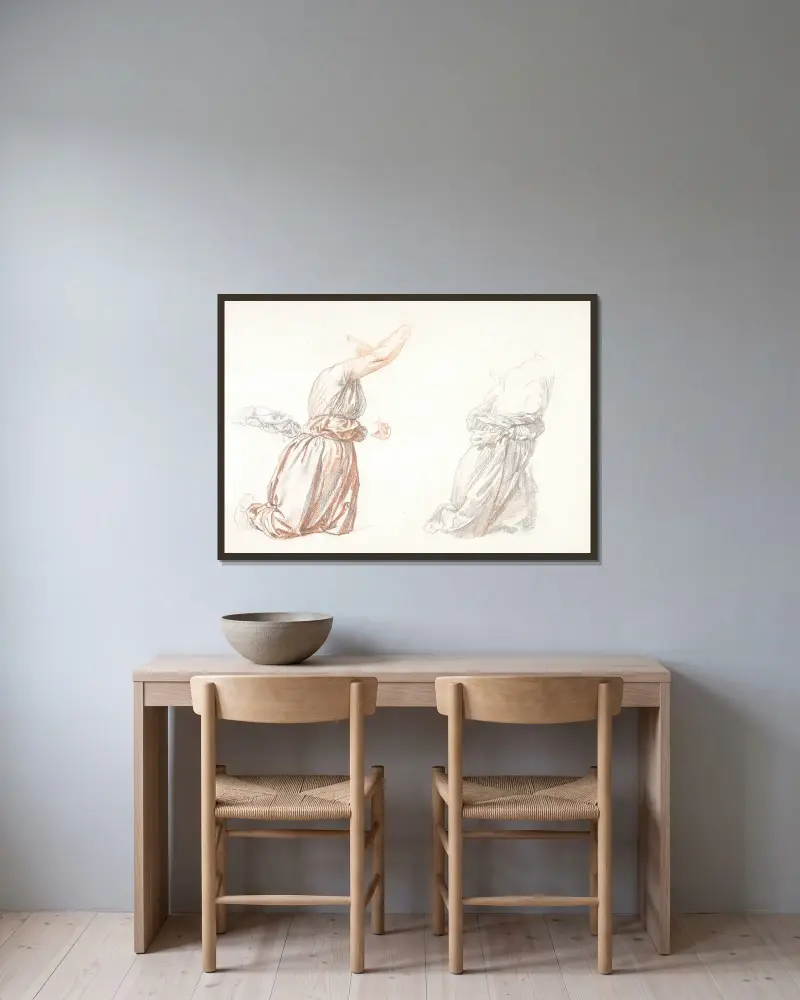 Studie draperie, Henri Lehmann v rámu na stěně