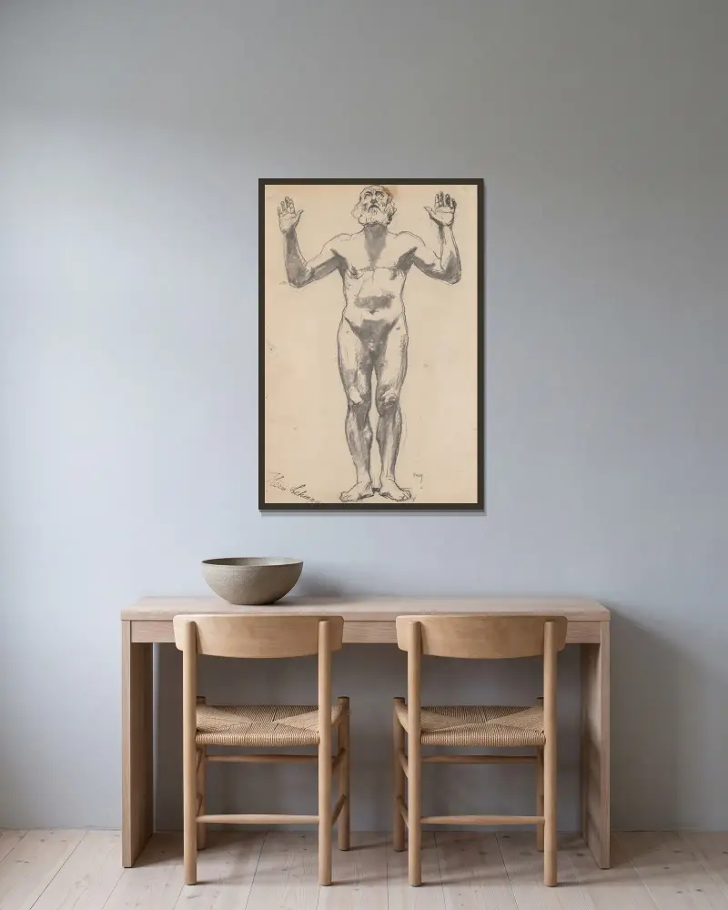 Nude Study of an Old Man av Henri Lehmann inramad på en vägg