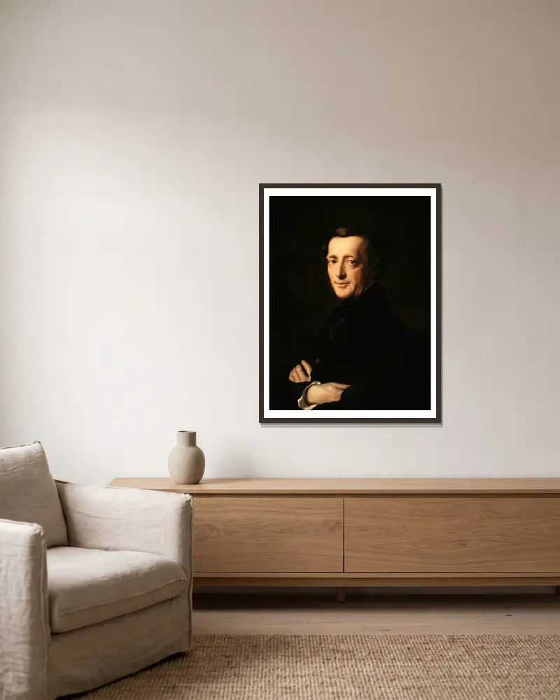 Portrait du Docteur M.G. Worms av Henri Lehmann inramad på en vägg