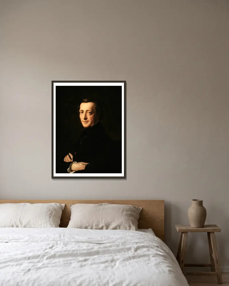 Portrait du Docteur M.G. Worms av Henri Lehmann inramad på en vägg