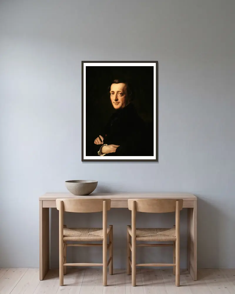 Portrait du Docteur M.G. Worms av Henri Lehmann inramad på en vägg