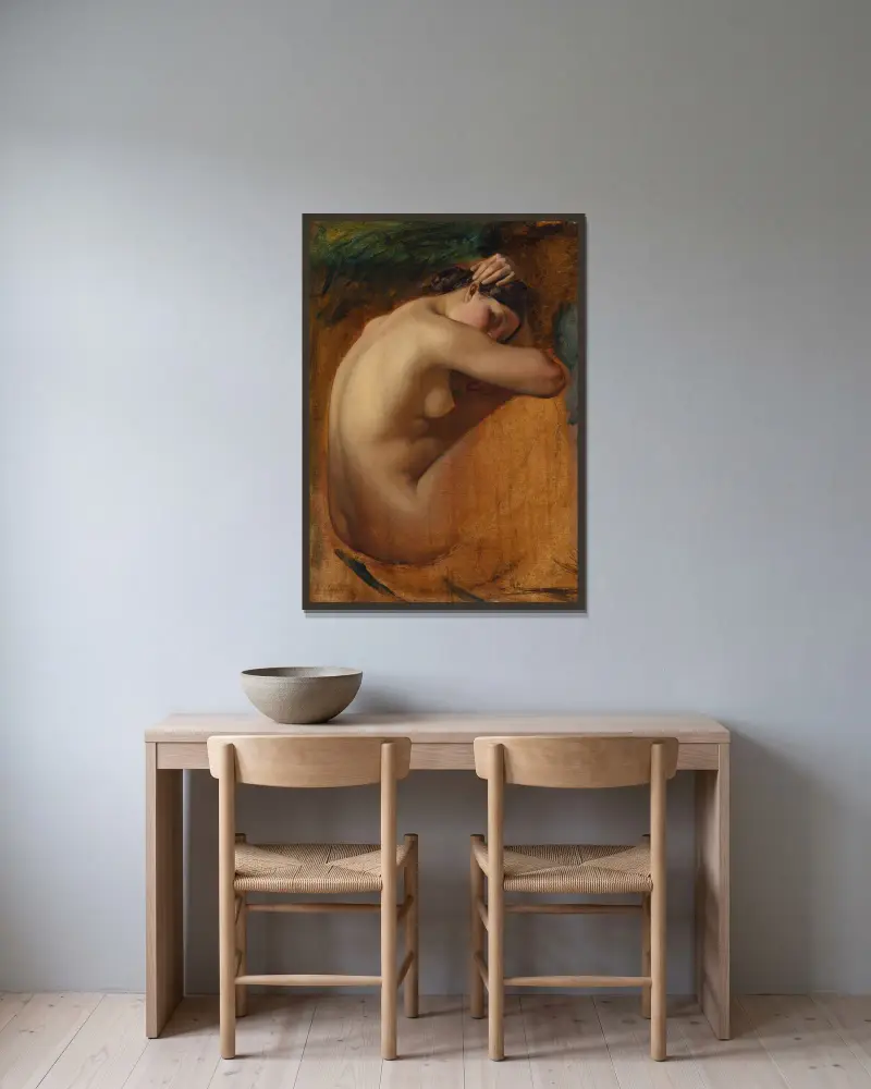 Study of a Female Nude av Henri Lehmann inramad på en vägg