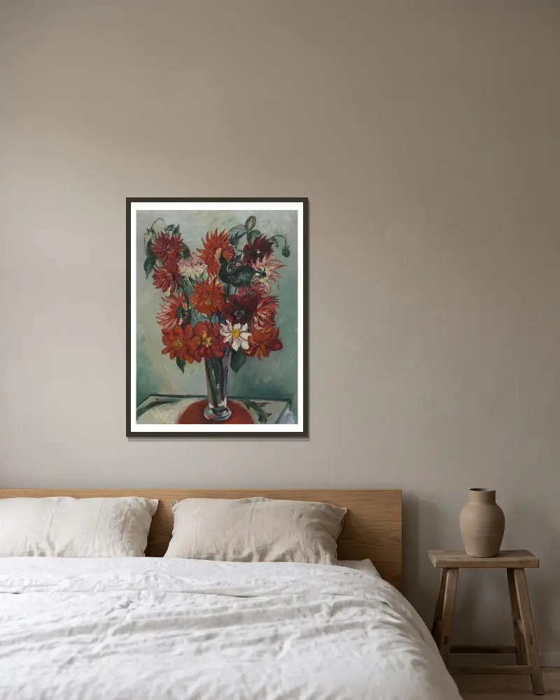 Dahlias von Henri Manguin gerahmt an einer Wand