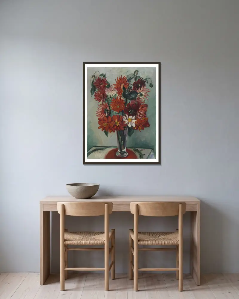 Dahlias von Henri Manguin gerahmt an einer Wand