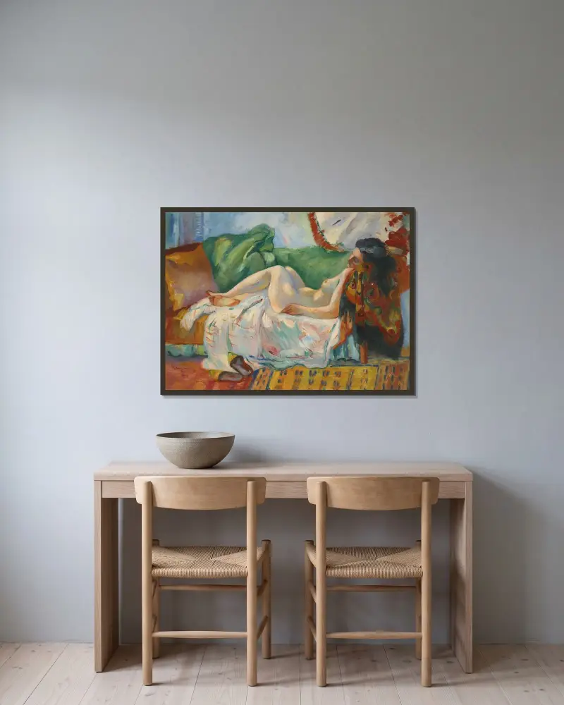 Schlafende Frau von Henri Manguin gerahmt an einer Wand