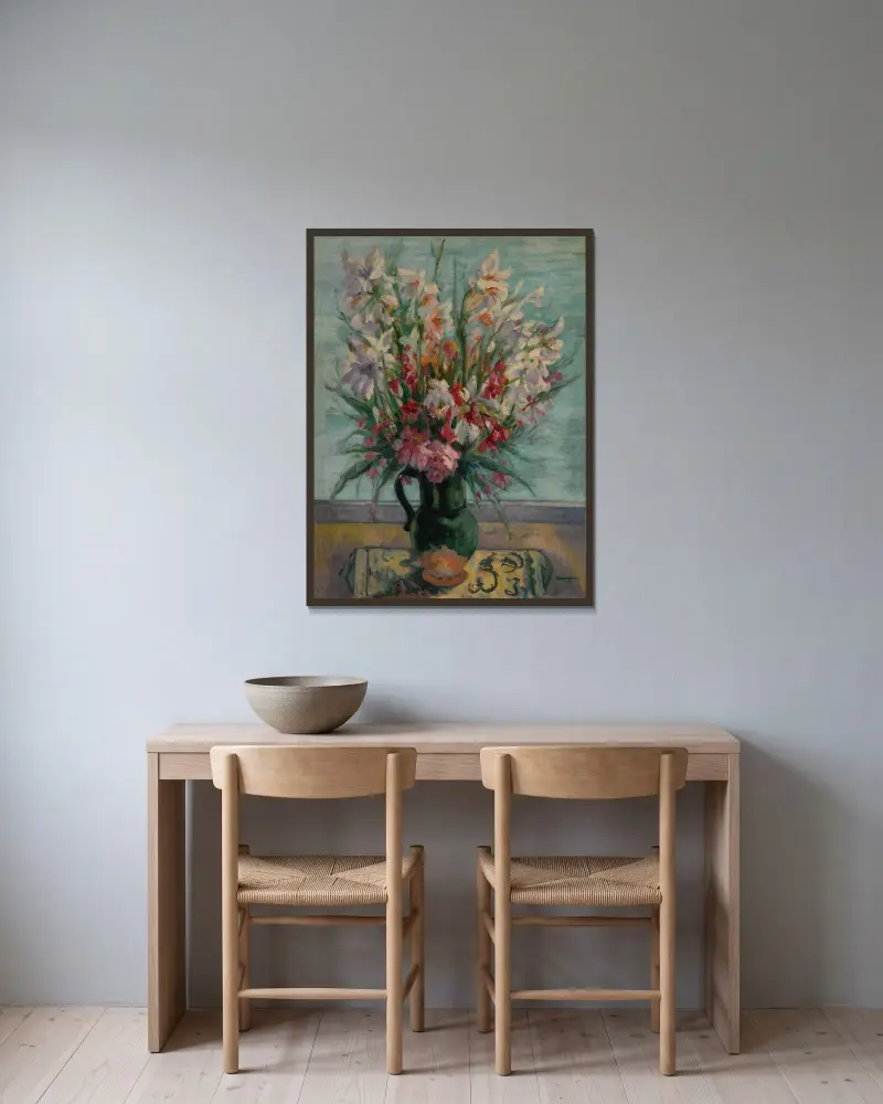 Lauriers-roses devant la mer av Henri Manguin inramad på en vägg