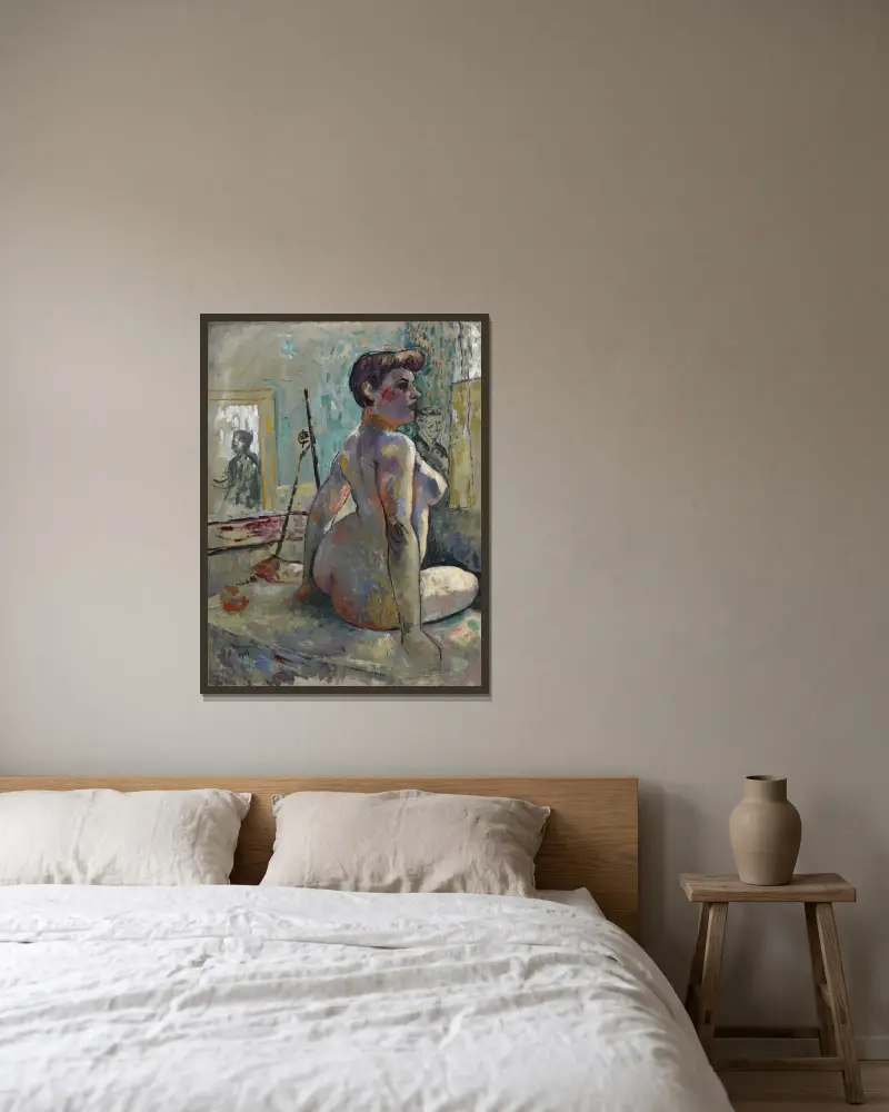 Akt im Atelier (La Croupe, Rue Boursault) von Henri Manguin gerahmt an einer Wand