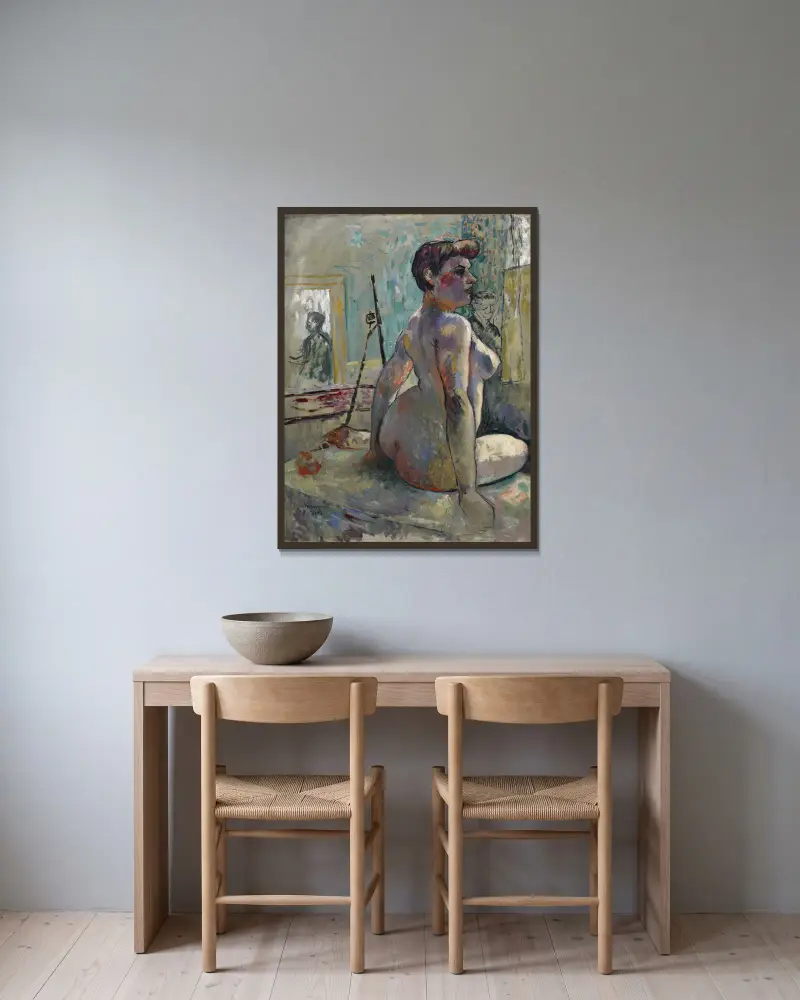 Akt im Atelier (La Croupe, Rue Boursault) von Henri Manguin gerahmt an einer Wand