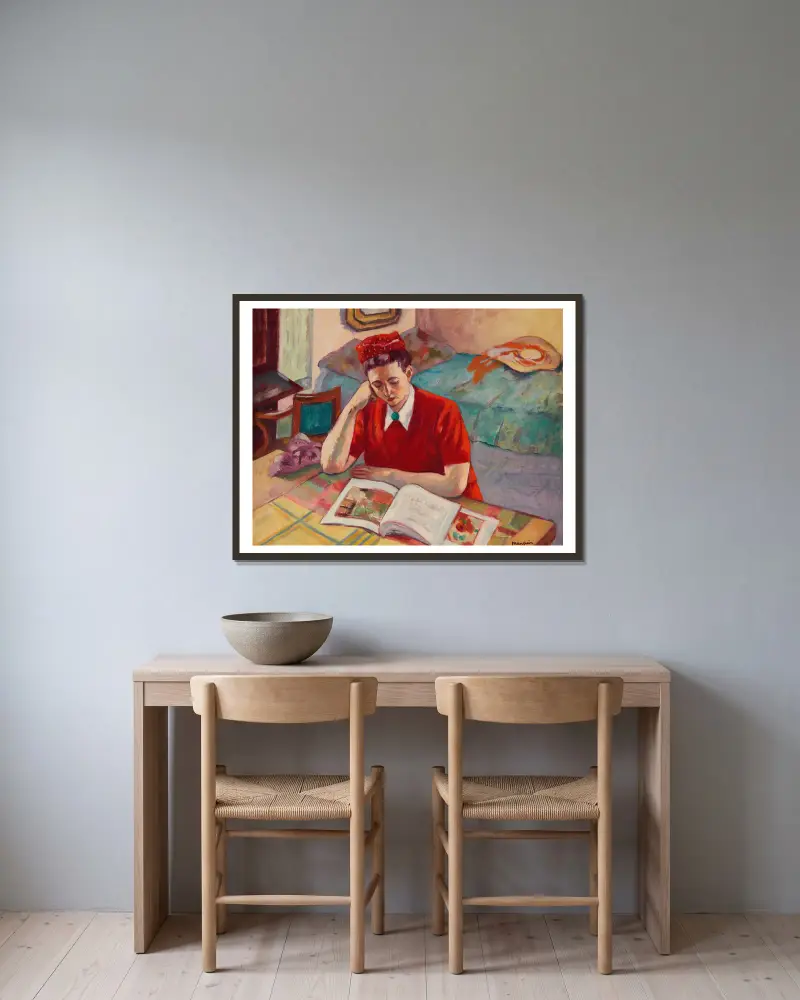 Odette au turban rouge av Henri Manguin inramad på en vägg