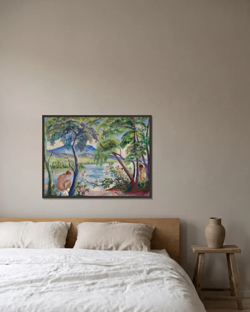Landschaft mit Badenden, Colombier von Henri Manguin gerahmt an einer Wand
