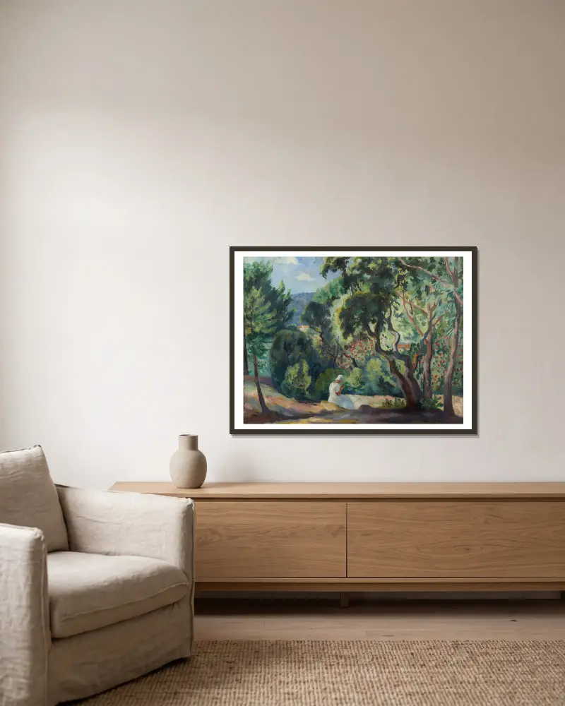 Sous-bois à la Moutte, Saint-Tropez av Henri Manguin inramad på en vägg