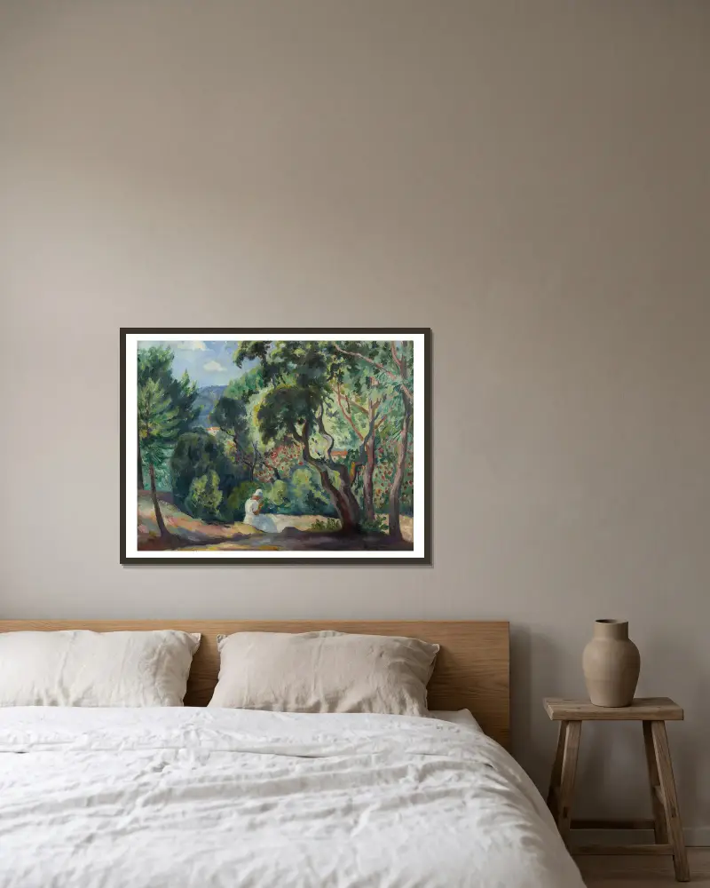 Sous-bois à la Moutte, Saint-Tropez av Henri Manguin inramad på en vägg