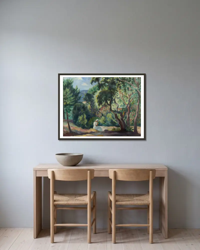 Sous-bois à la Moutte, Saint-Tropez av Henri Manguin inramad på en vägg