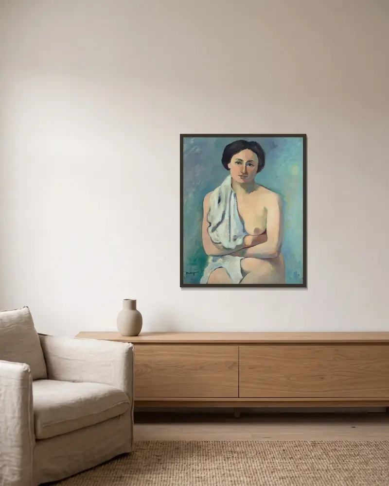 Kvinnlig torso, Jeanne av Henri Manguin inramad på en vägg