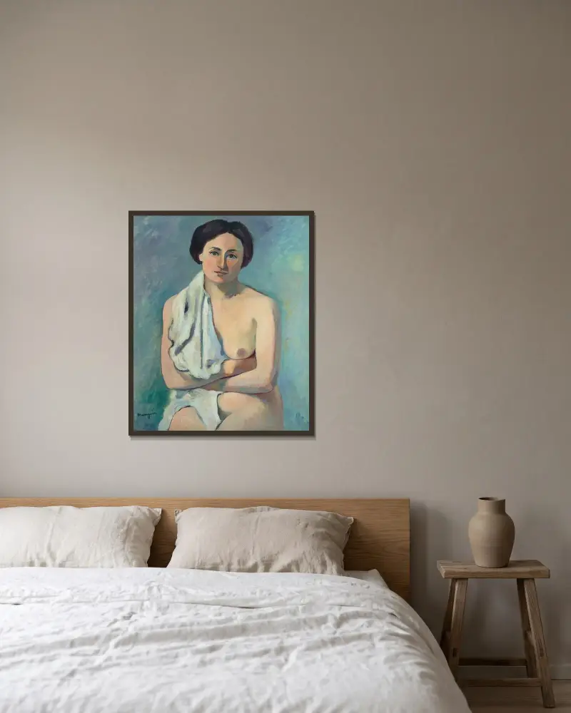 Kvinnlig torso, Jeanne av Henri Manguin inramad på en vägg