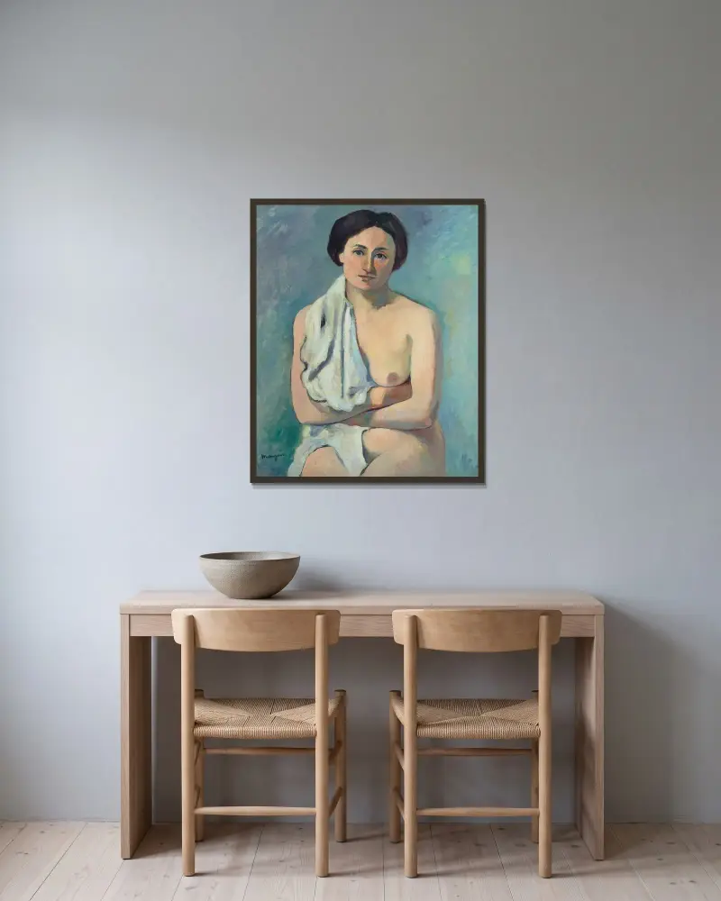 Kvinnlig torso, Jeanne av Henri Manguin inramad på en vägg