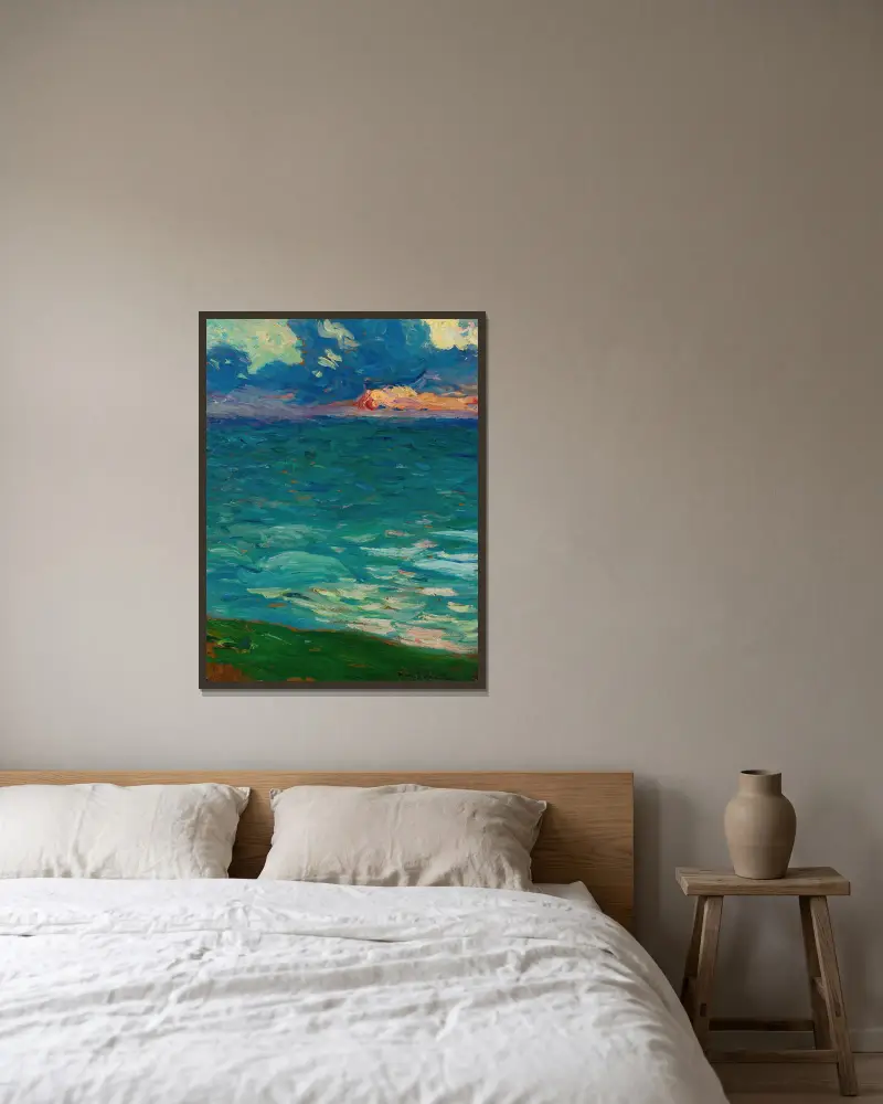 Au Bord De La Mer av Henri Martin inramad på en vägg