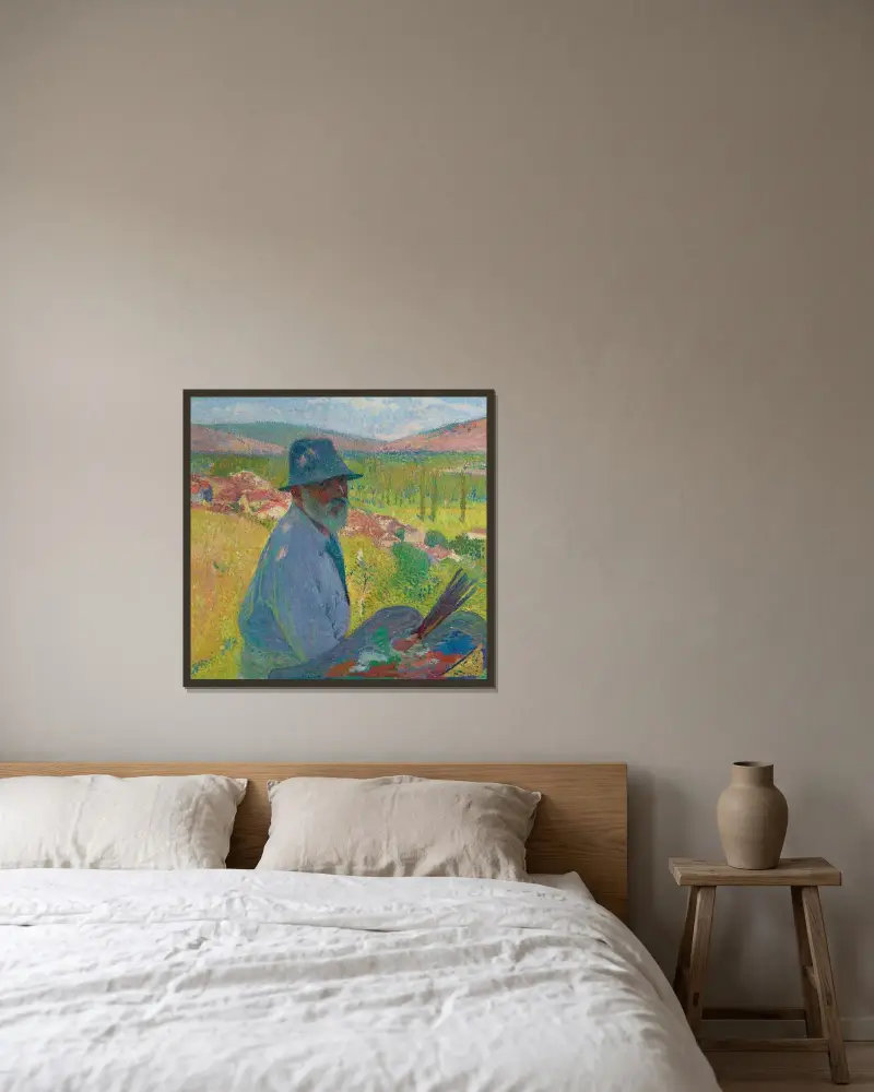 Självporträtt i La Bastide-du-Vert av Henri Martin inramad på en vägg