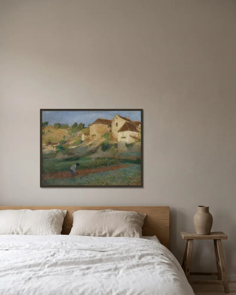 Vattning i en trädgård i Labastide-du-Vert av Henri Martin inramad på en vägg