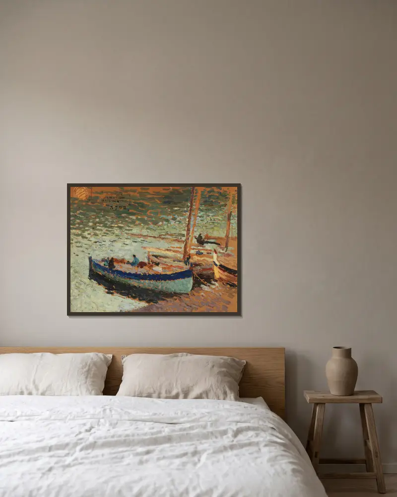 Bouquet de bleuets – Barques au port av Henri Martin inramad på en vägg