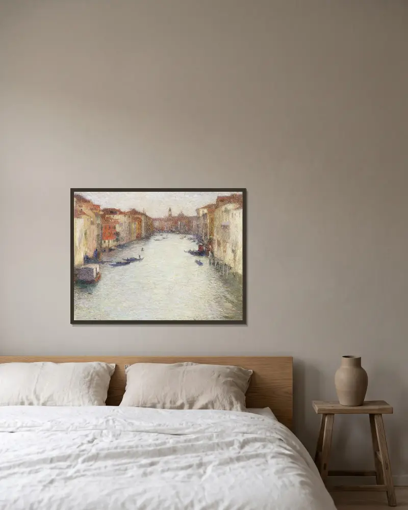 Kanal i Venedig av Henri Martin inramad på en vägg