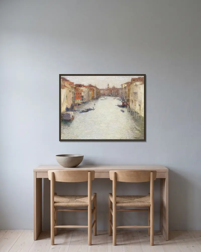 Kanal i Venedig av Henri Martin inramad på en vägg